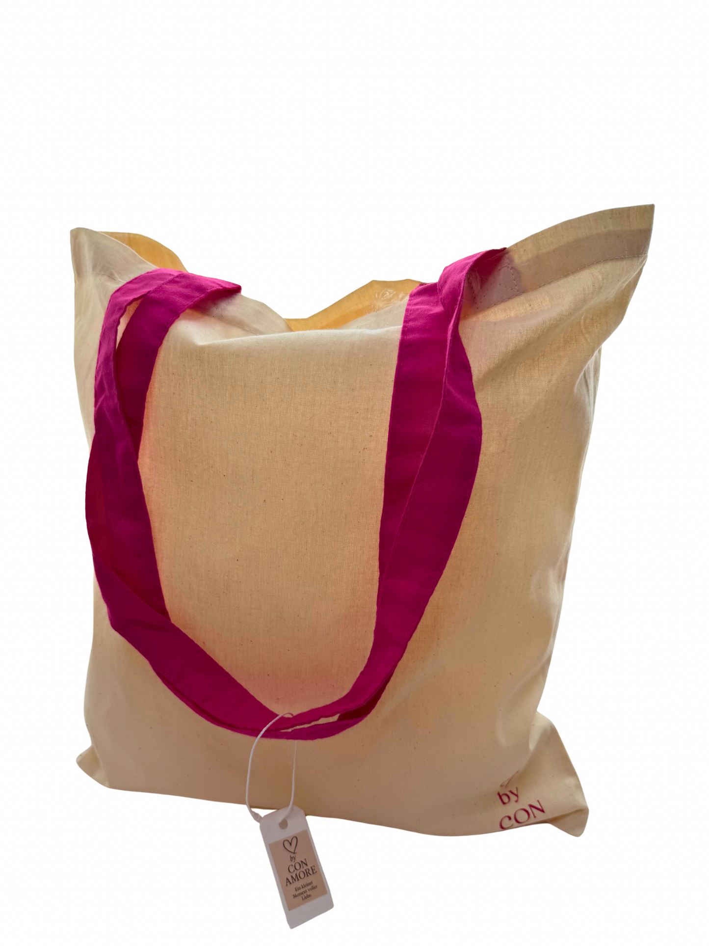 I’m not a Shopaholic – Tote Bag Natur mit pinken Henkeln | by Con Amore