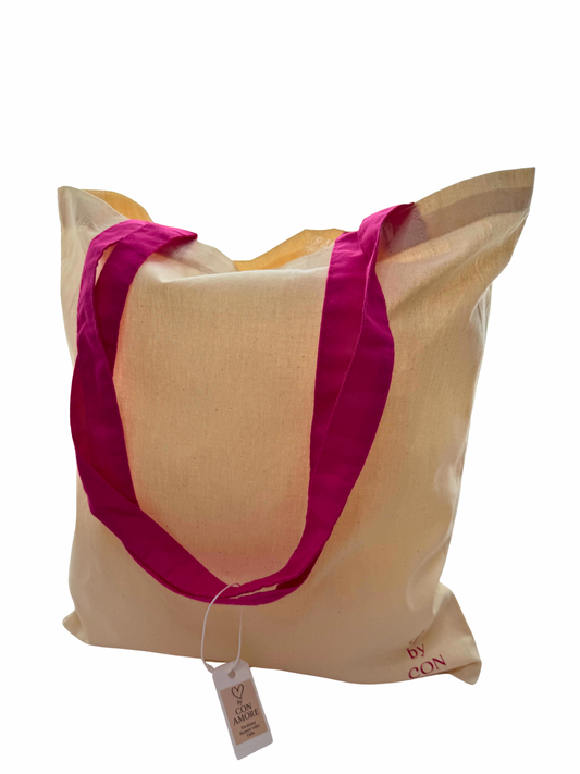 I’m not a Shopaholic – Tote Bag Natur mit pinken Henkeln | by Con Amore